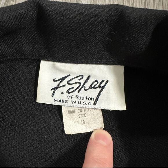 Vintage F. Shay Black Long Sleeve Double Lapel Single Button‎ Blazer Size 10 - Picture 6 of 9